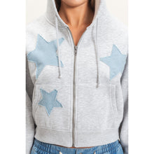 Star Patch Hoodie - Black or Heather Grey
