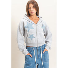 Star Patch Hoodie - Black or Heather Grey