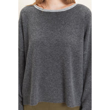 Relaxed Wide Neck Knit Sweater - Charcoal