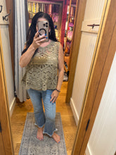 POL round neck sleeveless relaxed fit top in crochet - Ivory or Olive