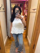 POL round neck sleeveless relaxed fit top in crochet - Ivory or Olive