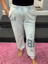 Vintage Havana Washed Light Blue W Denim Print Rib Jogger