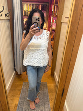 POL round neck sleeveless relaxed fit top in crochet - Ivory or Olive