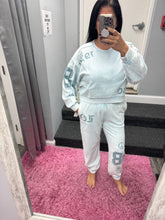 Vintage Havana Washed Light Blue W Denim Print Rib Jogger