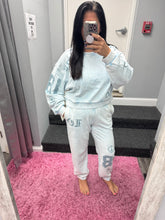 Vintage Havana Washed Light Blue W Denim Print Rib Jogger