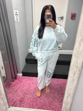 Vintage Havana Washed Light Blue W Denim Print Rib Jogger