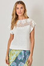 Mystree Floral Yoke Crochet Top - Ivory or Pistachio Mix