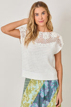 Mystree Floral Yoke Crochet Top - Ivory or Pistachio Mix