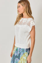 Mystree Floral Yoke Crochet Top - Ivory or Pistachio Mix