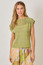 Mystree Floral Yoke Crochet Top - Ivory or Pistachio Mix