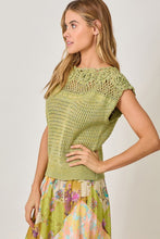Mystree Floral Yoke Crochet Top - Ivory or Pistachio Mix
