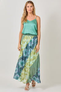 Mystree Mixed Print Skirt - Green or Citron Mix