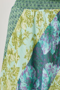 Mystree Mixed Print Skirt - Green or Citron Mix