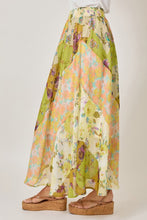 Mystree Mixed Print Skirt - Green or Citron Mix