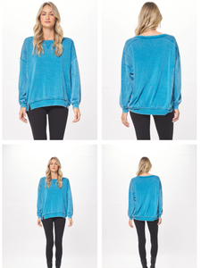 VINTAGE HAVANA ANCHOR BLUE OVERSIZED CREWNECK