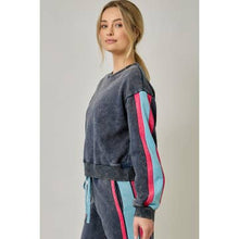 Color Block French Terry Sweatshirt -  Navy Combo