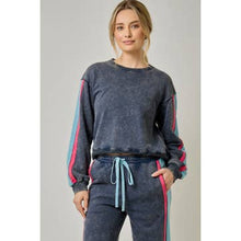 Color Block French Terry Sweatshirt -  Navy Combo