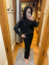 Ariella Straight Leg Pant W/ Pleather Detail In Scuba - Black Snake Trim