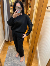 Ariella Crew Neck W/ Pleather Sleeve In Scuba - Black With Snake Trim