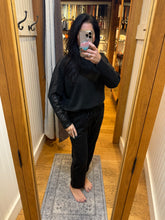 Ariella Crew Neck W/ Pleather Sleeve In Scuba - Black With Snake Trim