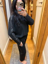 Ariella Straight Leg Pant W/ Pleather Detail In Scuba - Black Snake Trim