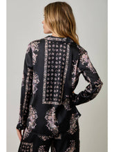 Floral Paisley Surplice Blouse - Black