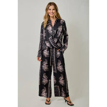 Our Floral Paisley Print Satin Pants in Black