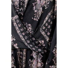 Floral Paisley Surplice Blouse - Black