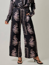 Our Floral Paisley Print Satin Pants in Black