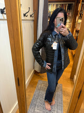 Kenza Metallic Bi-Material Jean Jacket - Black