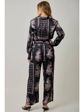 Our Floral Paisley Print Satin Pants in Black
