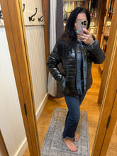 Kenza Metallic Bi-Material Jean Jacket - Black