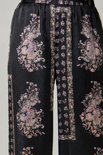 Our Floral Paisley Print Satin Pants in Black
