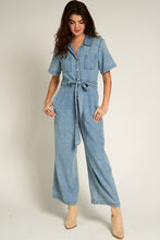 Short Sleeve Denim Tencel Jumpsuit
