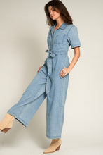 Short Sleeve Denim Tencel Jumpsuit