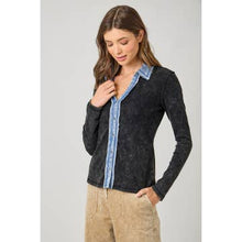 Washed Thermal Button Down Top - Assorted Colors