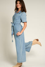 Short Sleeve Denim Tencel Jumpsuit