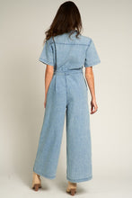 Short Sleeve Denim Tencel Jumpsuit