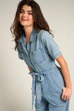 Short Sleeve Denim Tencel Jumpsuit