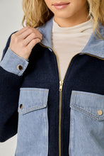 Denim Contrast Sweater Jacket - Navy