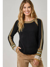 Raglan Sleeve Trim Detail Sweater Top - Black or Ivory