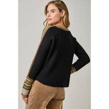 Raglan Sleeve Trim Detail Sweater Top - Black or Ivory
