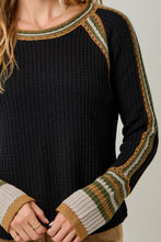 Raglan Sleeve Trim Detail Sweater Top - Black or Ivory