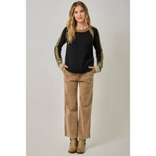 Raglan Sleeve Trim Detail Sweater Top - Black or Ivory