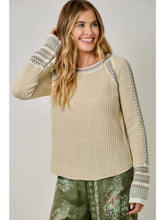 Raglan Sleeve Trim Detail Sweater Top - Black or Ivory