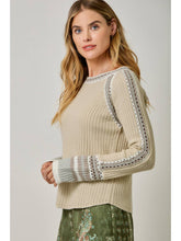 Raglan Sleeve Trim Detail Sweater Top - Black or Ivory