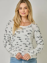 Boat Neck Marled Sweater - White