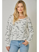 Boat Neck Marled Sweater - White