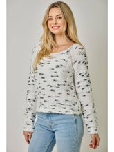 Boat Neck Marled Sweater - White