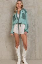 POL Open knit button down pocket hooded shirt top - Assorted Colors